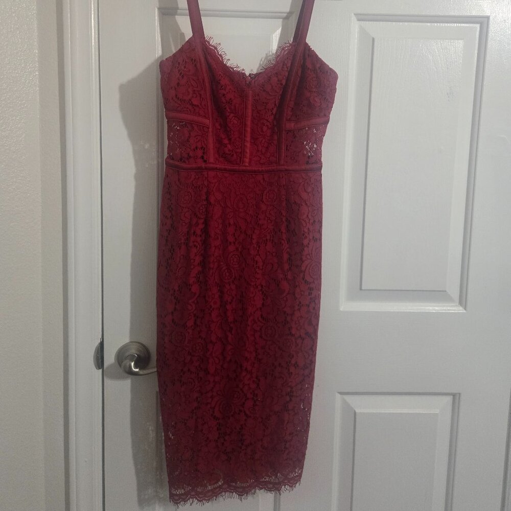 Express Red Lace Midi Dress